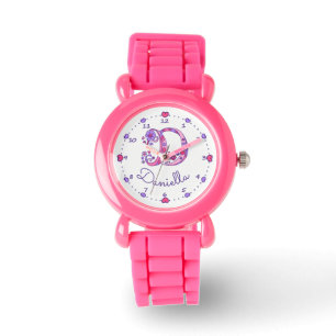 Monogram letter D doodle Horloge