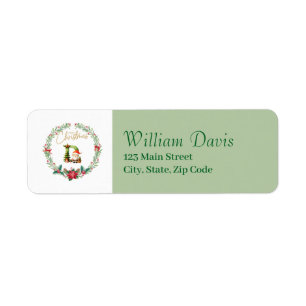 Monogram Letter D Kerstkrans w / Sinterklaas Etiket