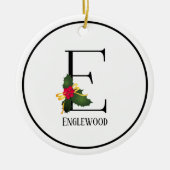 Monogram Letter E Gepersonaliseerde Kerstmis Keramisch Ornament (Voorkant)