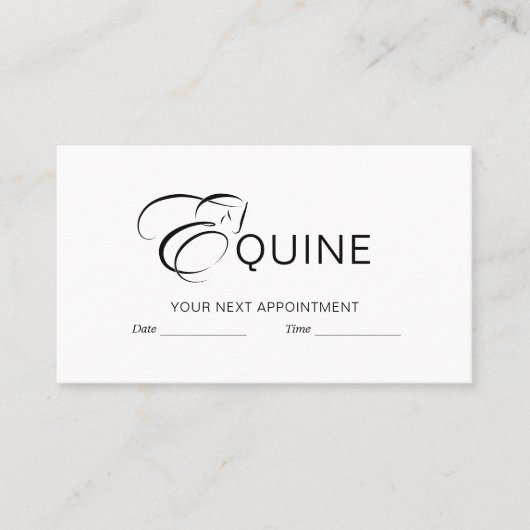 Monogram letter E Paard Afsprakenkaartje (Voorkant)