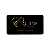 Monogram Letter E Paard in goudkleur Etiket (Voorkant)