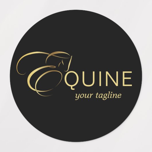 Monogram Letter E Paard in goudkleur Labels (Design 1)