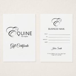 Monogram letter E Paard Visitekaartje