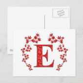 Monogram Letter E Red Leaves Briefkaart (Voorkant / Achterkant)