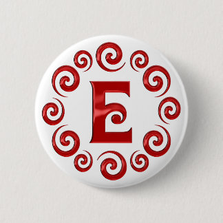 Monogram Letter E Rood Ronde Button 5,7 Cm
