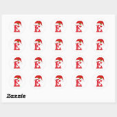 Monogram letter E, Santa hat Kerst sticker (Vel)