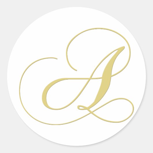 Monogram Letter Een Gouden Single Ronde Sticker (Voorkant)