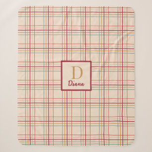 Monogram letter en naam kerst plaid sherpa deken
