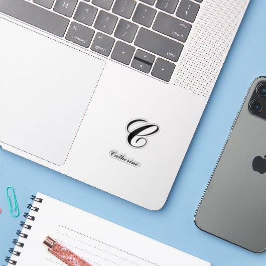 Monogram Letter en Name Sticker (Laptop met iPhone)