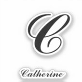 Monogram Letter en Name Sticker (Voorkant)