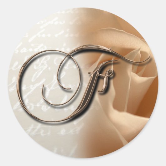 Monogram Letter F Bruiloft Envelop Sticker (Voorkant)