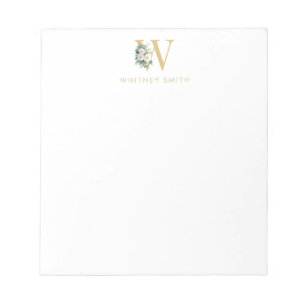 Monogram Letter Floral Initiaal Naam Notitieblok