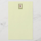  Monogram Letter Floral Lijst Nouveau Briefpapier (Voorkant)