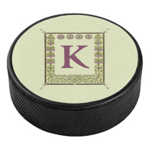  Monogram Letter Floral Lijst Nouveau Hockey Puck
