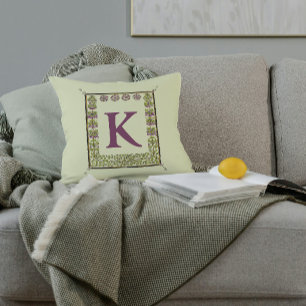  Monogram Letter Floral Lijst Nouveau Kussen