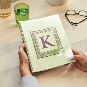  Monogram Letter Floral Lijst Nouveau Notitieboek