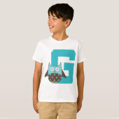 Monogram Letter G Alphabet Owl T-shirt (Voorkant volledig)