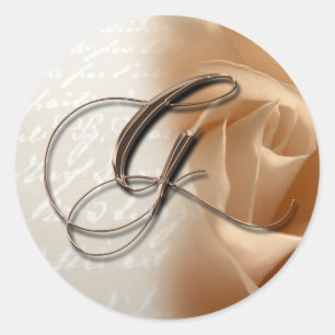 Monogram Letter G Bruiloft Envelop Afdichting Ronde Sticker