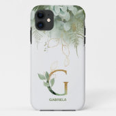 Monogram Letter G Greenery Hoesje-Mate iPhone Case (Achterkant)