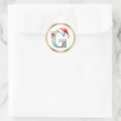 Monogram letter G, Santa hat Christmas  Sticker (Sac)