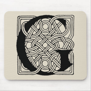 Monogram Letter G Vintage Keltische Knoopprint Muismat