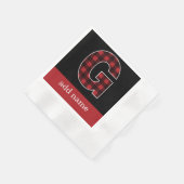 Monogram Letter G - Zwart en rood buffel Servetten (Hoek)