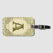  monogram letter grens groen Victoriaans Bagagelabel (Voorkant (horizontaal))