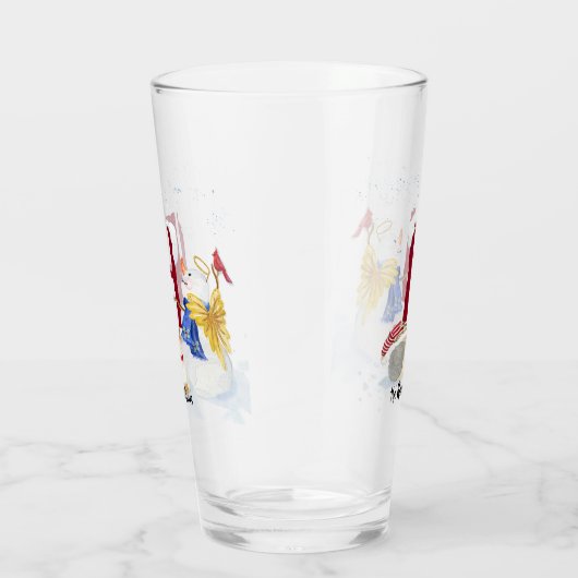 Monogram Letter H Winter Trees Kerstmis Snowman Glas (Rechts)