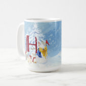 Monogram Letter H Winter Trees Kerstmis Snowman Koffiemok (Voorkant links)