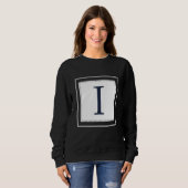 Monogram Letter I Alphabet I Initial Navy Blue Trui (Voorkant volledig)