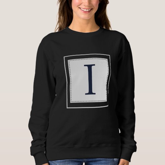 Monogram Letter I Alphabet I Initial Navy Blue Trui (Voorkant)