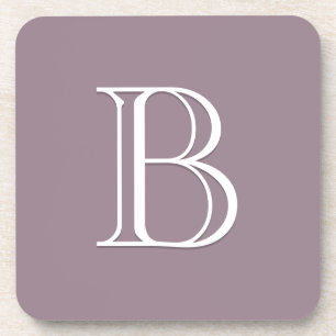 Monogram Letter Initiaal Elegant Paars en White Bier Onderzetter