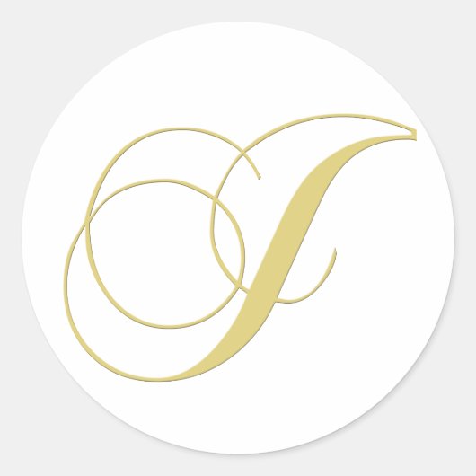 Monogram Letter J Golden Single Ronde Sticker (Voorkant)