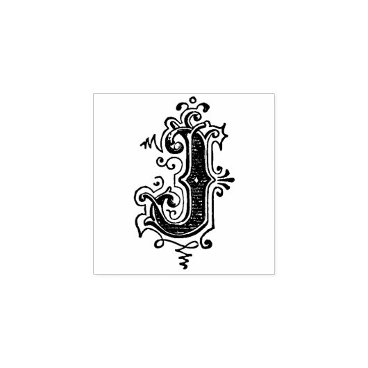 Monogram  letter J Rubberstempel (Afrduk)