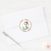 Monogram letter J, Santa hat Christmas  Sticker (Enveloppe)
