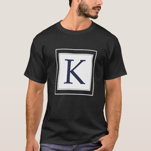 Monogram Letter K Alphabet K Initial Navy Blue   T-shirt (Voorkant)