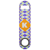 Monogram Letter K Blue en Oranje geometrisch Speed Flessenopener (Achterkant)