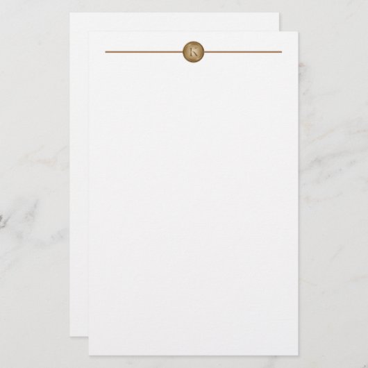 Monogram "Letter K" Briefpapier (Voorkant / Achterkant)