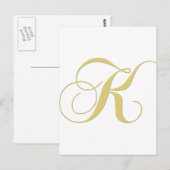 Monogram Letter K Golden Single Briefkaart (Voorkant / Achterkant)