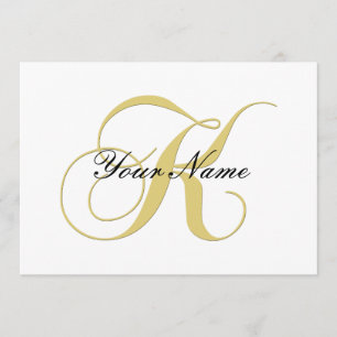 Monogram Letter K Golden Single Kaart