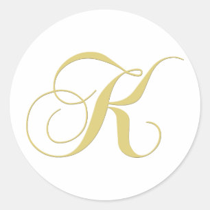 Monogram Letter K Golden Single Ronde Sticker