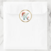 Monogram letter K, Santa hat Christmas Sticker (Sac)