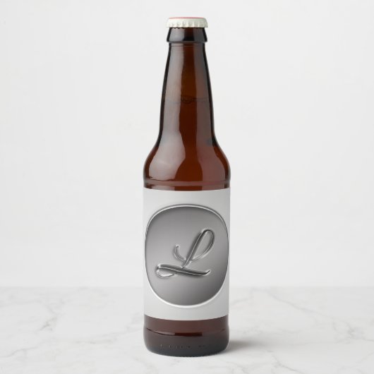 Monogram "Letter L" Bier Etiket (Voorkant)