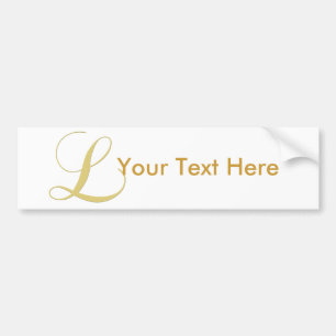 Monogram Letter L Golden Single Bumpersticker