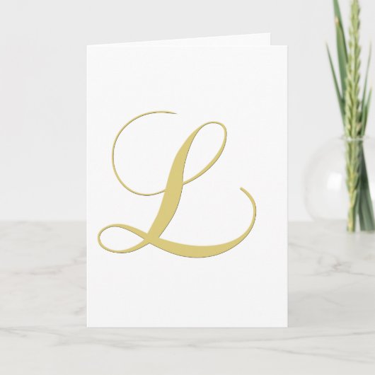 Monogram Letter L Golden Single Notitiekaartje (Voorkant)