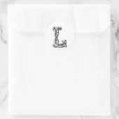 Monogram Letter L in zwart Ronde Sticker (Tas)
