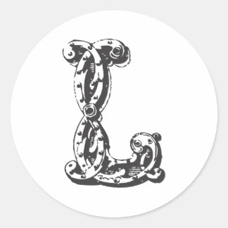 Monogram Letter L in zwart Ronde Sticker