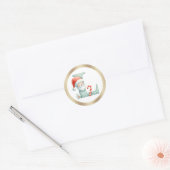 Monogram letter L, Santa hat Kerst sticker (Envelop)