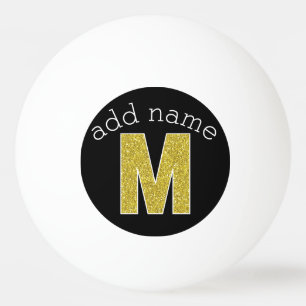 Monogram Letter M - Black en Fake Gold Glitter Pingpongballen