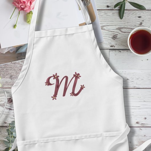 Monogram Letter M Elegant Roos Goud Bloemen Initia Standaard Schort